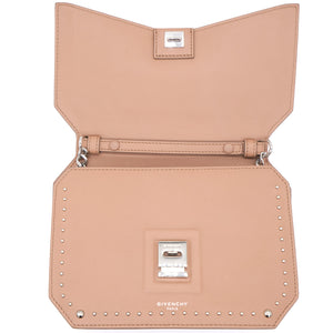 Studded Leather Bow Cut Chain Flap Nude Bag