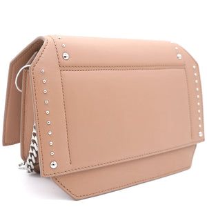 Studded Leather Bow Cut Chain Flap Nude Bag