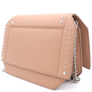 Studded Leather Bow Cut Chain Flap Nude Bag