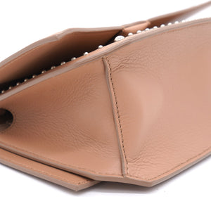 Studded Leather Bow Cut Chain Flap Nude Bag