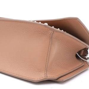 Studded Leather Bow Cut Chain Flap Nude Bag