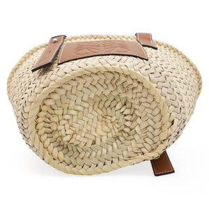 Small Basket Bag In Palm Leaf And Calfskin Natural/Tan