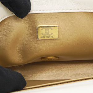 Pearl Crush Rectangular Flap Bag White Lambskin Antique Gold Hardware