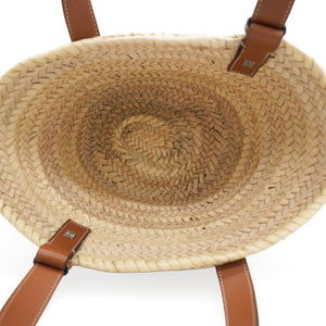 Small Basket Bag In Palm Leaf And Calfskin Natural/Tan