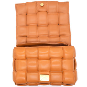 Orange Padded Leather Cassette Crossbody Bag