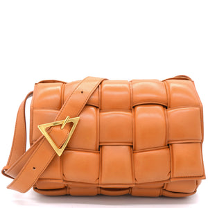 Orange Padded Leather Cassette Crossbody Bag