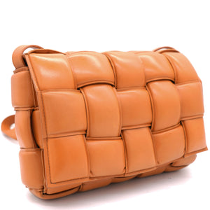 Orange Padded Leather Cassette Crossbody Bag