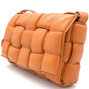 Orange Padded Leather Cassette Crossbody Bag