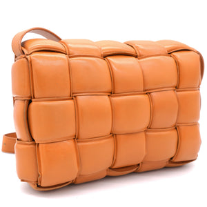 Orange Padded Leather Cassette Crossbody Bag