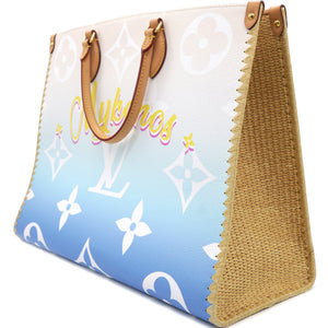 Monogram Giant Raffia Mykonos By The Pool On the Go GM Blue