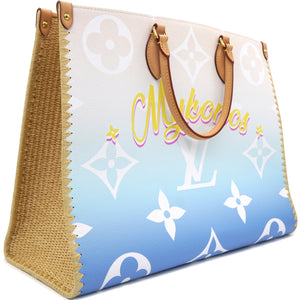 Monogram Giant Raffia Mykonos By The Pool On the Go GM Blue