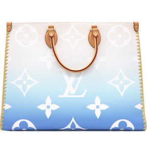 Monogram Giant Raffia Mykonos By The Pool On the Go GM Blue