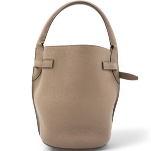 Big Bag Nano Bucket With Long Strap In Grained Calfskin Light Taupe