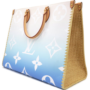 Monogram Giant Raffia Mykonos By The Pool On the Go GM Blue