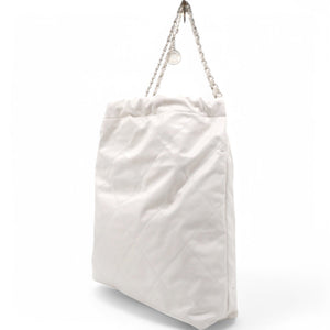 Shiny Quilted Large Chanel 22 White