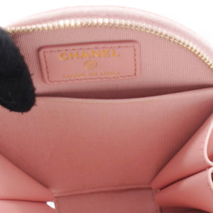 Caviar Quilted Round Handle With Care Vanity With Chain Pink