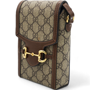 GG Supreme Monogram Mini Horsebit 1955 Crossbody Bag Beige Brown