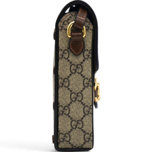 GG Supreme Monogram Mini Horsebit 1955 Crossbody Bag Beige Brown