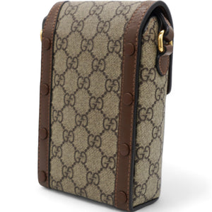 GG Supreme Monogram Mini Horsebit 1955 Crossbody Bag Beige Brown