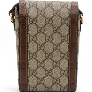GG Supreme Monogram Mini Horsebit 1955 Crossbody Bag Beige Brown
