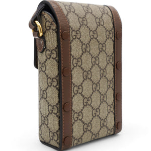 GG Supreme Monogram Mini Horsebit 1955 Crossbody Bag Beige Brown