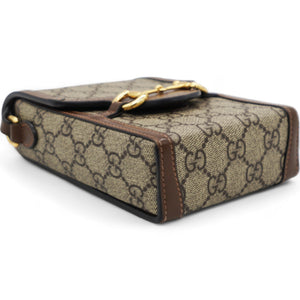 GG Supreme Monogram Mini Horsebit 1955 Crossbody Bag Beige Brown
