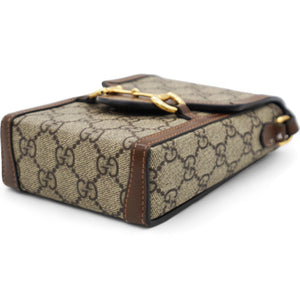 GG Supreme Monogram Mini Horsebit 1955 Crossbody Bag Beige Brown