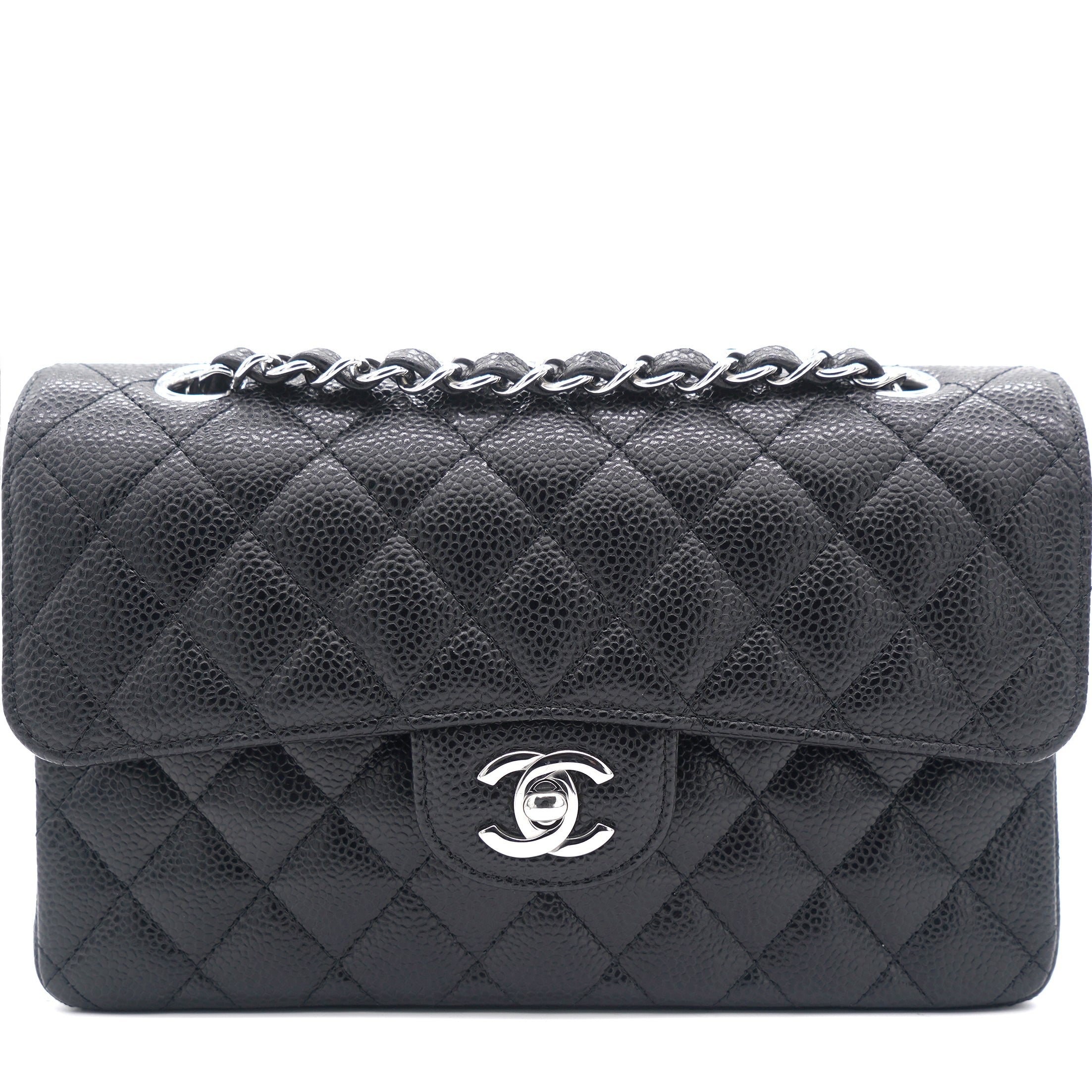 Caviar Quilted Small Classic Double Flap Black
