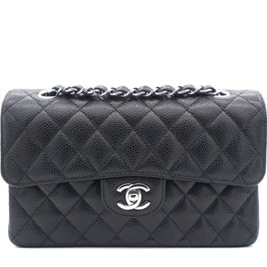 Caviar Quilted Small Classic Double Flap Black