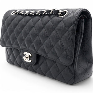 Caviar Quilted Medium Double Flap Black