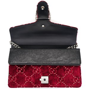 Red/Black GG Velvet and Leather Small Dionysus Shoulder Bag