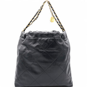 Shiny Quilted Medium Chanel 22 Black