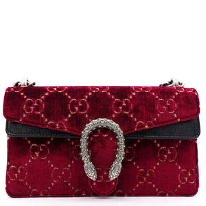 Red/Black GG Velvet and Leather Small Dionysus Shoulder Bag