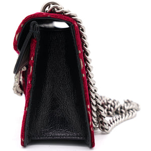 Red/Black GG Velvet and Leather Small Dionysus Shoulder Bag