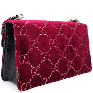 Red/Black GG Velvet and Leather Small Dionysus Shoulder Bag