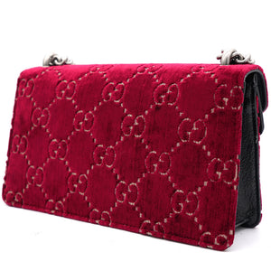 Red/Black GG Velvet and Leather Small Dionysus Shoulder Bag