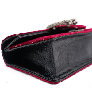 Red/Black GG Velvet and Leather Small Dionysus Shoulder Bag