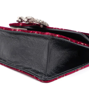 Red/Black GG Velvet and Leather Small Dionysus Shoulder Bag