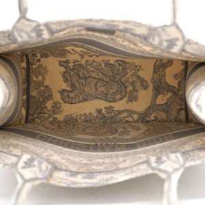 Beige/Grey Embroidered Canvas Toile de Jouy Book Tote
