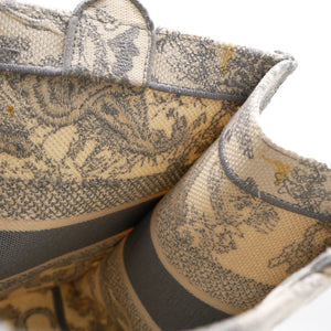 Beige/Grey Embroidered Canvas Toile de Jouy Book Tote