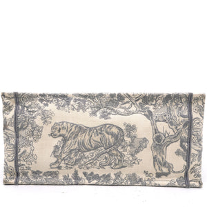 Beige/Grey Embroidered Canvas Toile de Jouy Book Tote
