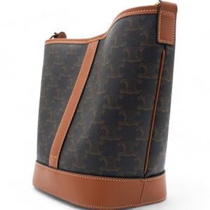 Triomphe Canvas Calfskin  Bucket Bag Tan