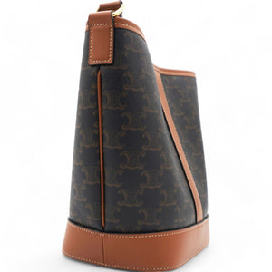 Triomphe Canvas Calfskin  Bucket Bag Tan