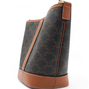 Triomphe Canvas Calfskin  Bucket Bag Tan