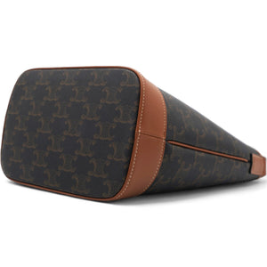Triomphe Canvas Calfskin  Bucket Bag Tan