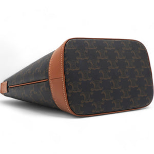 Triomphe Canvas Calfskin  Bucket Bag Tan