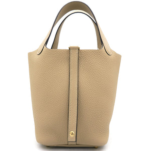 Trench Clemence Leather Gold Hardware Picotin Lock 18 Bag