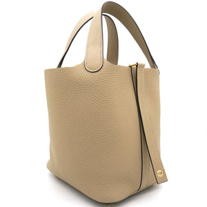 Trench Clemence Leather Gold Hardware Picotin Lock 18 Bag