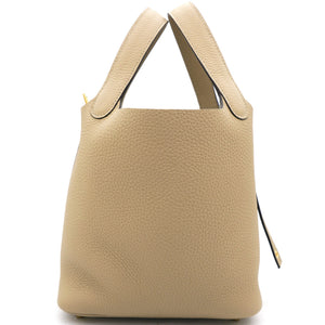 Trench Clemence Leather Gold Hardware Picotin Lock 18 Bag