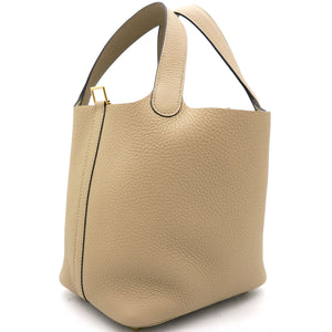 Trench Clemence Leather Gold Hardware Picotin Lock 18 Bag